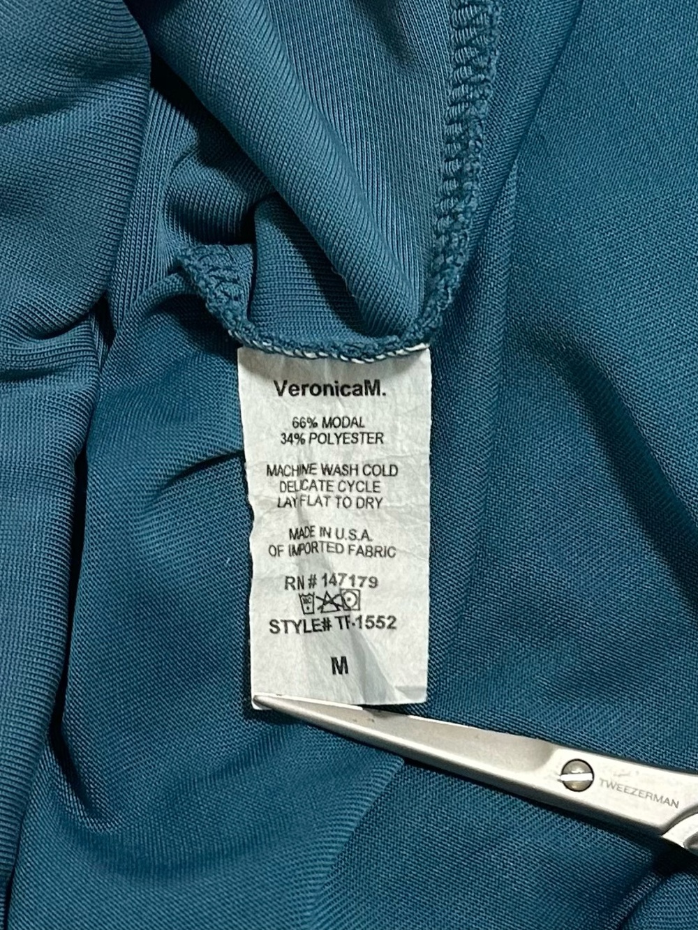 VERONICA M Sleeveless Wrap Tank Top Teal, Medium - Picture 3 of 6